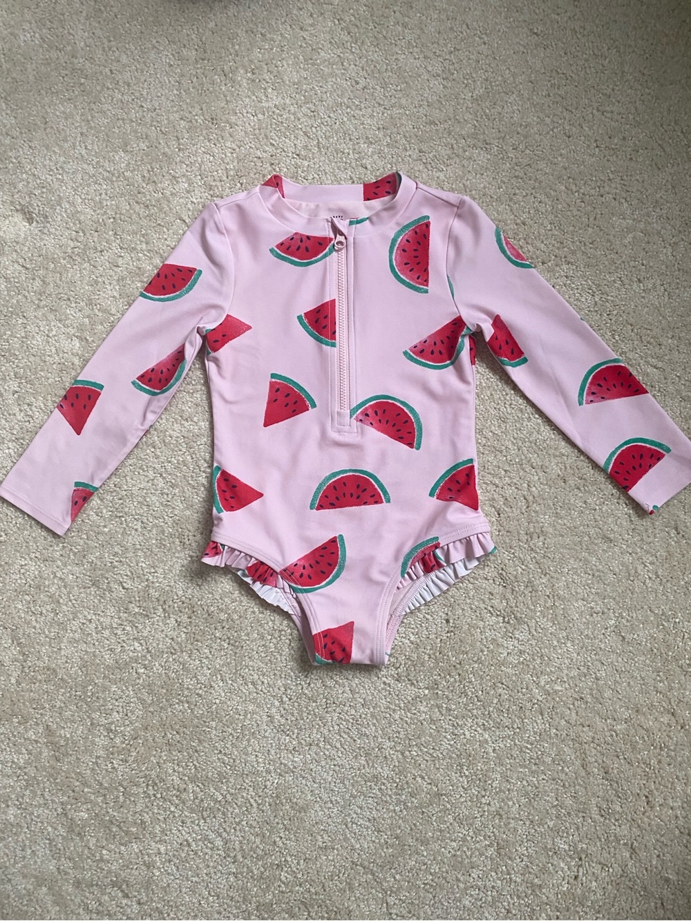 GAP Pink Long-Sleeve Watermelon Print Rashguard One-Piece